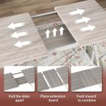 HOMCOM 47"-63" Expandable Dining Table for 4-6 People, Farmhouse Extendable Dining Room Table with Heavy Duty Metal Trestle Base, Rectangle Kitchen Table, Distressed Gray