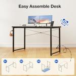 ODK 48 Inches Computer Desk for Small Spaces, Study Table for Home Office, Writing Desk with Headphone Hooks, Black