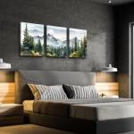 MHARTK66 Wall Art for Living Room Modern Wall Decor for Bedroom Office Decor Abstract Mountain Forest Landscapes Ink Painting 3 Piece Framed Canvas Art Prints Ready to Hang Wall Pictures Home Decor