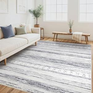 Boho Moroccan Neutral Area Rug - 5x7