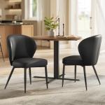 VASAGLE EKHO Collection - Dining Chairs Set of 2, Upholstered Kitchen Chairs, Comfortable Seat, Synthetic Leather with Stitching, Mid-Century Modern, Easy Assembly, Living Room Lounge, Ink Black