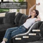 ONEMMLION Modular Sectional Sofa Cloud Couch, 131" Black Boneless Couches for Living Room, Comfy Deep Seat Plush Corduroy Sofa, Modern Fluffy Memory Foam U Shape Sectional Couch with Chaise Lounge