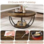 Tribesigns Round Coffee Table, 31.7" Wooden 2-Tier Circle Coffee Table with Storage Shelves, Modern Accent Cocktail Table Center Table for Living Room, Rustic Brown