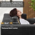 ONEMMLION Modular Sectional Sofa Cloud Couch, 131" Black Boneless Couches for Living Room, Comfy Deep Seat Plush Corduroy Sofa, Modern Fluffy Memory Foam U Shape Sectional Couch with Chaise Lounge