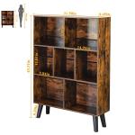 LEYAOYAO Cube Bookshelf 3 Tier Mid-Century Rustic Brown Modern Bookcase with Legs,Retro Wood Bookshelves Storage Organizer Shelf,Freestanding Open Book Shelves for Bedroom,Living Room,Office