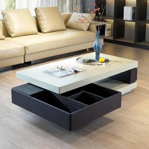 minimalist light luxury villa coffee table smoked wood color baking paint rotating storage modern simplicity