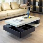 minimalist light luxury villa coffee table smoked wood color baking paint rotating storage modern simplicity