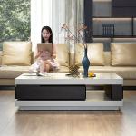 minimalist light luxury villa coffee table smoked wood color baking paint rotating storage modern simplicity