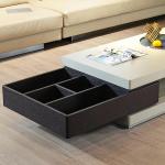 minimalist light luxury villa coffee table smoked wood color baking paint rotating storage modern simplicity