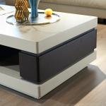 minimalist light luxury villa coffee table smoked wood color baking paint rotating storage modern simplicity