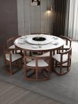 New Chinese-style household small apartment marble all solid wood dining table and chair combination