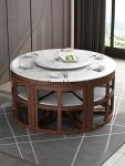 New Chinese-style household small apartment marble all solid wood dining table and chair combination