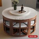 New Chinese-style household small apartment marble all solid wood dining table and chair combination