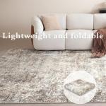 LOVORAL Area Rugs for Living Room: 8x10 Washable Neutral Abstract Rug for Bedroom Large Soft Modern Dining Room Rugs Indoor Floor Low Pile Carpet for Home Office Nursery - Brown Grey