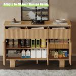 GEGOFORU 47" Sideboard Cabinet with 3 Drawers & 3 Doors, Modern Buffet with 2 Reinforced Legs for Kitchen/Living Room, Light Oak