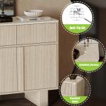 GEGOFORU 47" Sideboard Cabinet with 3 Drawers & 3 Doors, Modern Buffet with 2 Reinforced Legs for Kitchen/Living Room, Light Oak