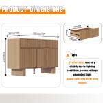 GEGOFORU 47" Sideboard Cabinet with 3 Drawers & 3 Doors, Modern Buffet with 2 Reinforced Legs for Kitchen/Living Room, Light Oak