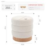 COLAMY Sherpa Ottoman Footstool, Tufted Modern Foot Rest Stool with Wood Base for Living Room, Bedroom, Desk, Round Versatile Side End Table, Pouf, Makeup Seat,2pcs,Cream