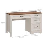 Vabches Farmhouse Executive Desk with Storage and Ample File Drawer, Rustic Large Home Writing Desk for Bedroom, White