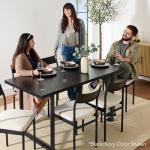 Best Choice Products 7-Piece Modern Dining Room Set, Kitchen Table Set, Dining Table w/ 6 Chairs, Upholstered Cushions, Solid Metal Frame, Curved Backrest - Black/Gray