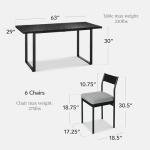 Best Choice Products 7-Piece Modern Dining Room Set, Kitchen Table Set, Dining Table w/ 6 Chairs, Upholstered Cushions, Solid Metal Frame, Curved Backrest - Black/Gray