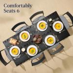 Best Choice Products 7-Piece Modern Dining Room Set, Kitchen Table Set, Dining Table w/ 6 Chairs, Upholstered Cushions, Solid Metal Frame, Curved Backrest - Black/Gray