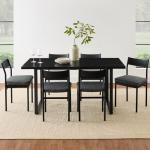 Best Choice Products 7-Piece Modern Dining Room Set, Kitchen Table Set, Dining Table w/ 6 Chairs, Upholstered Cushions, Solid Metal Frame, Curved Backrest - Black/Gray