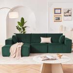108” Modular Sectional Sofa, Cloud Sectional Couch with Deep Seat, Modern Modular L-Shape Sofa Couch with Chaise,Upholstered Boneless Couches for Living Room Bedroom (Green, Left Facing Chaise)
