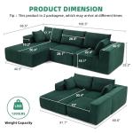 108” Modular Sectional Sofa, Cloud Sectional Couch with Deep Seat, Modern Modular L-Shape Sofa Couch with Chaise,Upholstered Boneless Couches for Living Room Bedroom (Green, Left Facing Chaise)
