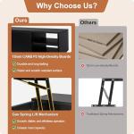 ALINE FURNITURE Black Lift Top Coffee Table with Hidden Storage Compartment, Solid Wood Legs & Open Shelves - 40" Pop Up Coffee Tables for Living Room