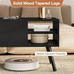 ALINE FURNITURE Black Lift Top Coffee Table with Hidden Storage Compartment, Solid Wood Legs & Open Shelves - 40" Pop Up Coffee Tables for Living Room