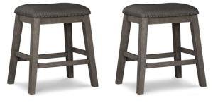 Signature Design by Ashley Caitbrook Rustic 24.4" Counter Height Upholstered Barstool, 2 Count, Gray