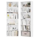 OneBlis Bookcase and Bookshelf, 6-Tier Tall Bookcase White Open Display Storage Rack Floor Standing for Home Offices, Living Rooms, and Bedrooms-2 Pack