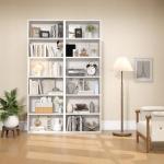 OneBlis Bookcase and Bookshelf, 6-Tier Tall Bookcase White Open Display Storage Rack Floor Standing for Home Offices, Living Rooms, and Bedrooms-2 Pack