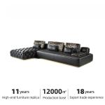 High-end custom Derrington leopard print pull-up sofa living room first layer leather black light luxury