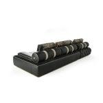 High-end custom Derrington leopard print pull-up sofa living room first layer leather black light luxury