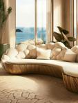 Customizable French light luxury semi-circular curved villa living room creative sofa cream special-shaped solid wood