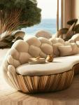 Customizable French light luxury semi-circular curved villa living room creative sofa cream special-shaped solid wood