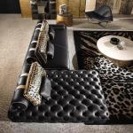 High-end custom Derrington leopard print pull-up sofa living room first layer leather black light luxury