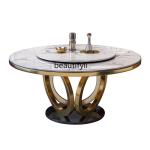 Marble light luxury dining table and chair combination round table home restaurant dining table with turntable