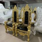 2pcs King Throne Chair High Back Royal Luxury Chair For Groom And Bride High Grade Hotel Furniture Throne Chair