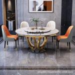 Marble light luxury dining table and chair combination round table home restaurant dining table with turntable