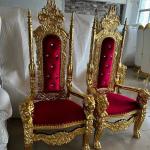 2pcs King Throne Chair High Back Royal Luxury Chair For Groom And Bride High Grade Hotel Furniture Throne Chair