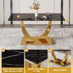 63” Dining Room Table Set for 6,Modern Gold Dining Table Set for 6, Rectangle kitchen Table Set With PU Leather Chairs,Black