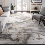 SAFAVIEH Craft Collection Area Rug - 8' x 10', Grey & Gold, Modern Abstract Design, Non-Shedding & Easy Care, Ideal for High Traffic Areas in Living Room, Bedroom (CFT877F)