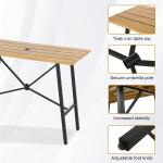 5PCS Dining Set, Outdoor Bar Set Height Top Patio Table and Chairs Set w/ Patio Swivel Bar Stools &41" Wood-like Steel Bar Table