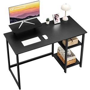 Compact Black Computer Desk with Monitor Stand