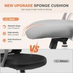 Sweetcrispy Office Computer Desk Chair, Ergonomic High-Back Mesh Rolling Work Chairs with Wheels and Adjustable Headrests, Comfortable Lumbar Support, Comfy Flip-up Arms for Home,Bedroom,Study, Grey