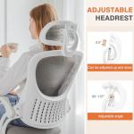 Sweetcrispy Office Computer Desk Chair, Ergonomic High-Back Mesh Rolling Work Chairs with Wheels and Adjustable Headrests, Comfortable Lumbar Support, Comfy Flip-up Arms for Home,Bedroom,Study, Grey