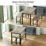 Tatub Dining Table Set for 4, 3-Piece Kitchen Table with 2 Benches, Space-Saving Dining Room Set for Breakfast Nook and Small Spaces, Grey
